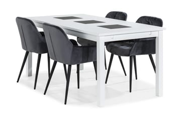 Matgrupp Octavia 180 cm +  4 Khloe Stol Sammet - Vit - Möbler - Bord & matgrupp - Matgrupp