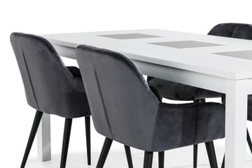 Matgrupp Octavia 180 cm +  4 Khloe Stol Sammet - Vit - Möbler - Bord & matgrupp - Matgrupp