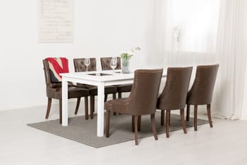 Matgrupp Octavia 180 cm med 6 Hermione Fåtölj - Vit|Brun Vintage - Möbler - Bord & matgrupp - Matgrupp