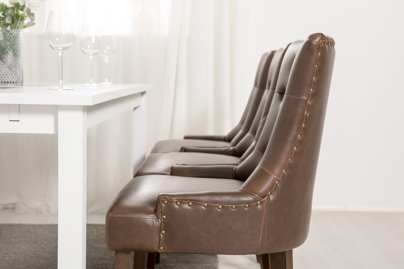 Matgrupp Octavia 180 cm med 6 Hermione Fåtölj - Vit|Brun Vintage - Möbler - Bord & matgrupp - Matgrupp