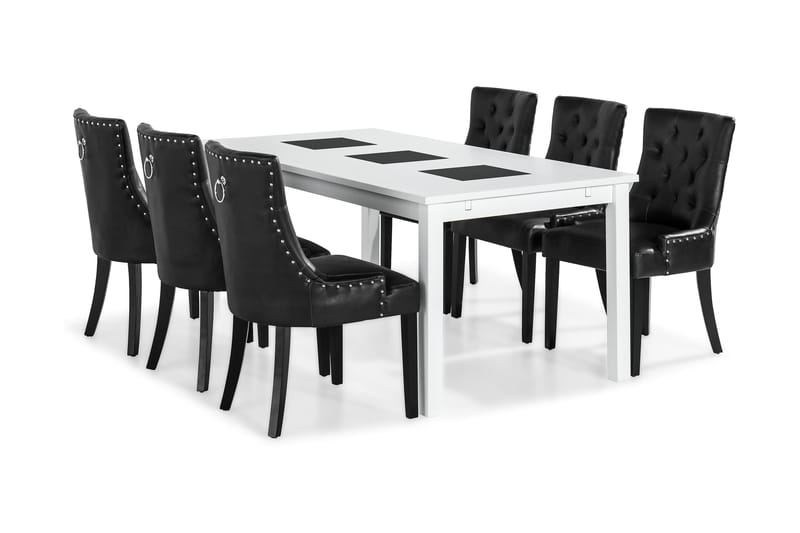 Matgrupp Octavia 180 cm med 6 Hermione Fåtölj - Vit|Svart Vintage - Möbler - Bord & matgrupp - Matgrupp
