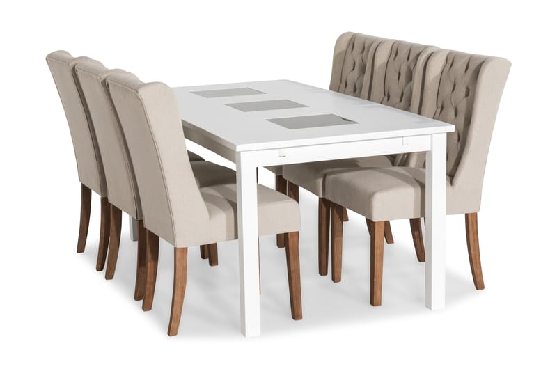 Matgrupp Octavia 180 cm med 6 Isolde Stol - Vintage Alm|Beige - Möbler - Bord & matgrupp - Matgrupp