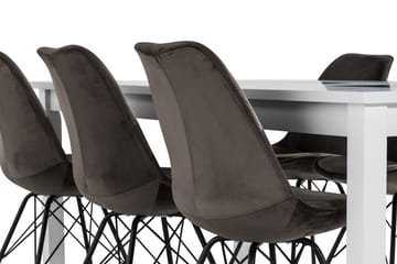 Matgrupp Octavia 180 cm med 6 Scale Stol Sammet - Vit|Grå - Möbler - Bord & matgrupp - Matgrupp