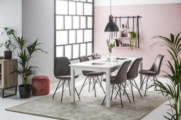 Matgrupp Octavia 180 cm med 6 Scale Stol Sammet - Vit|Grå - Möbler - Bord & matgrupp - Matgrupp