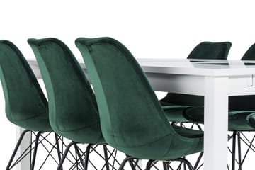 Matgrupp Octavia 180 cm med 6 Scale Stol Sammet - Vit|Grön - Möbler - Bord & matgrupp - Matgrupp