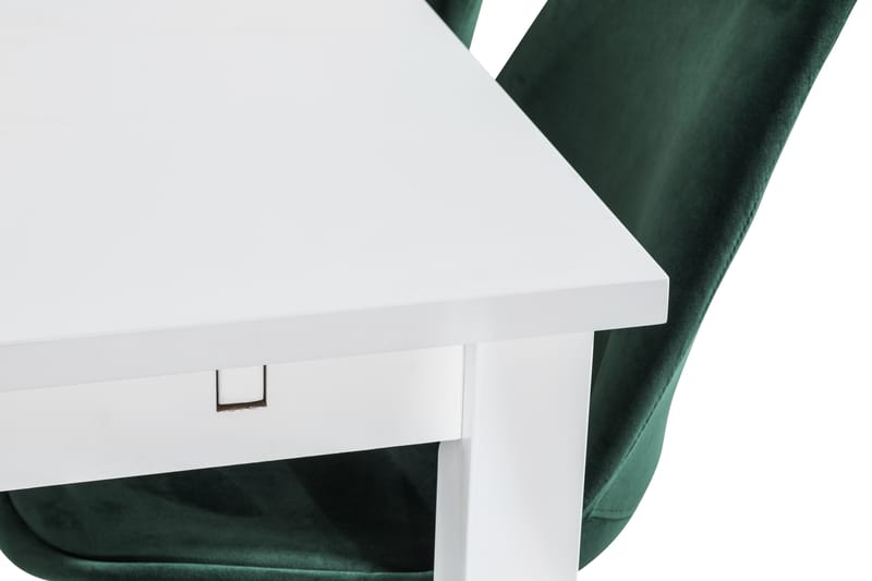 Matgrupp Octavia 180 cm med 6 Scale Stol Sammet - Vit|Grön - Möbler - Bord & matgrupp - Matgrupp