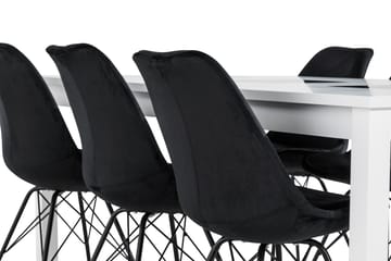 Matgrupp Octavia 180 cm med 6 Scale Stol Sammet - Vit|Svart - Möbler - Bord & matgrupp - Matgrupp
