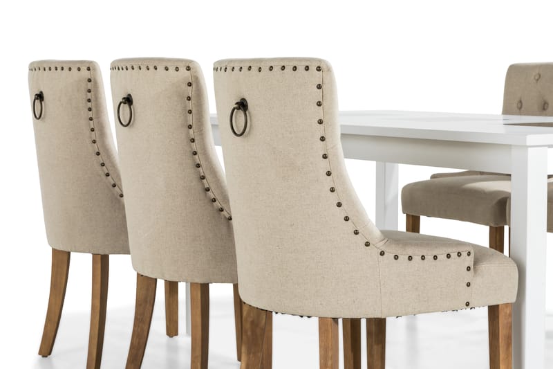Matgrupp Octavia 180x90 Vit/Beige - Med 6st Ophelia Stolar - Möbler - Bord & matgrupp - Matgrupp