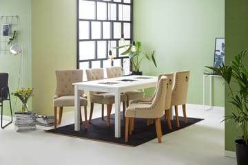 Matgrupp Octavia 180x90 Vit/Beige - Med 6st Ophelia Stolar - Möbler - Bord & matgrupp - Matgrupp
