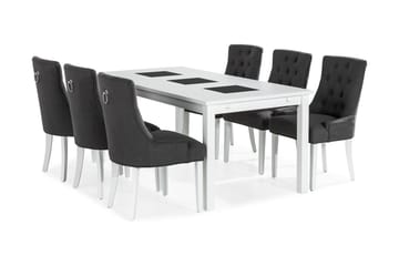 Matgrupp Octavia 180x90 Vit/Grå - Med 6st Ophelia Stolar - Möbler - Bord & matgrupp - Matgrupp
