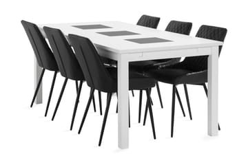 Matgrupp Octavia Förlängningsbar 180 cm inkl 6 Allavare Stol - Svart/Vit - Möbler - Bord & matgrupp - Matgrupp