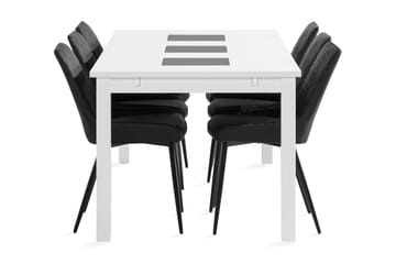 Matgrupp Octavia Förlängningsbar 180 cm inkl 6 Allavare Stol - Svart/Vit - Möbler - Bord & matgrupp - Matgrupp