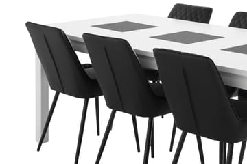 Matgrupp Octavia Förlängningsbar 180 cm inkl 6 Allavare Stol - Svart/Vit - Möbler - Bord & matgrupp - Matgrupp