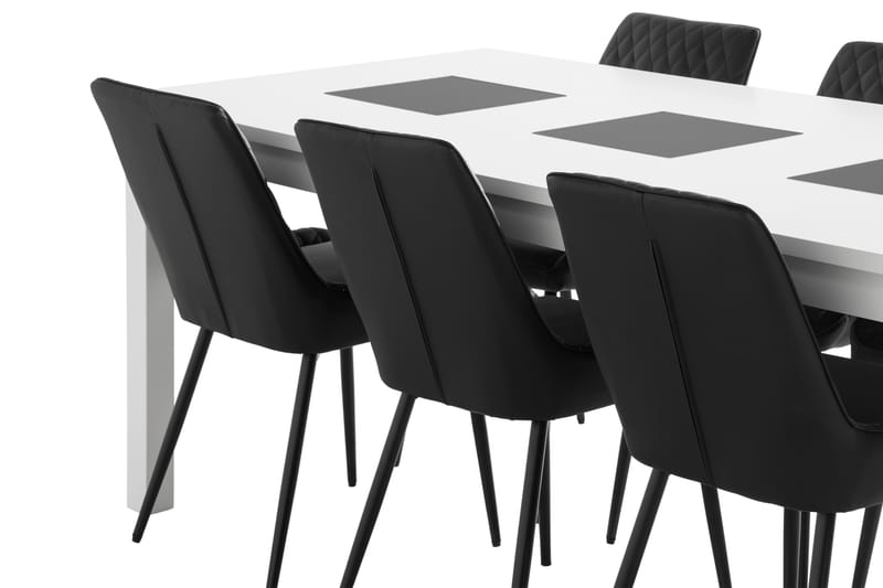 Matgrupp Octavia Förlängningsbar 180 cm inkl 6 Allavare Stol - Svart/Vit - Möbler - Bord & matgrupp - Matgrupp