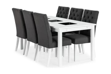 Matgrupp Octavia Förlängningsbar 180 cm med 6 Emmie Stol - Vit - Möbler - Bord & matgrupp - Matgrupp