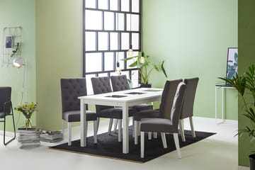 Matgrupp Octavia Förlängningsbar 180 cm med 6 Emmie Stol - Vit - Möbler - Bord & matgrupp - Matgrupp