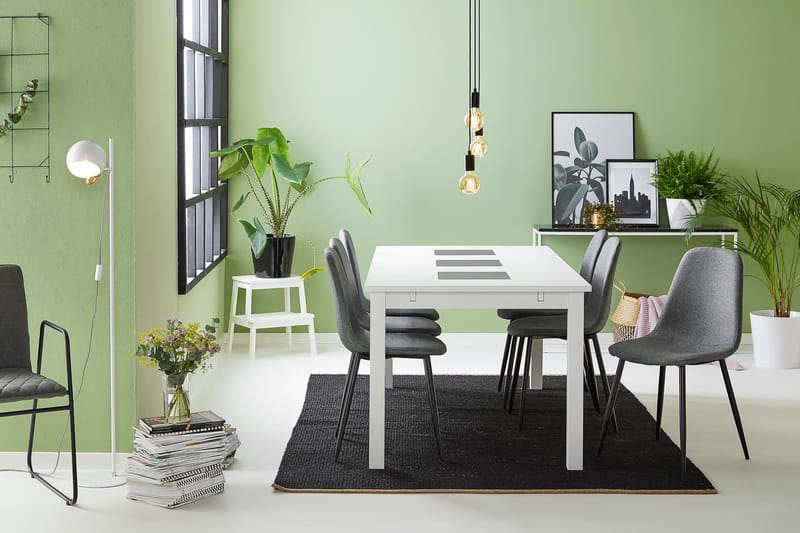 Matgrupp Octavia Förlängningsbar 180 cm med 6 Naira Stol - Svart|Grå - Möbler - Bord & matgrupp - Matgrupp