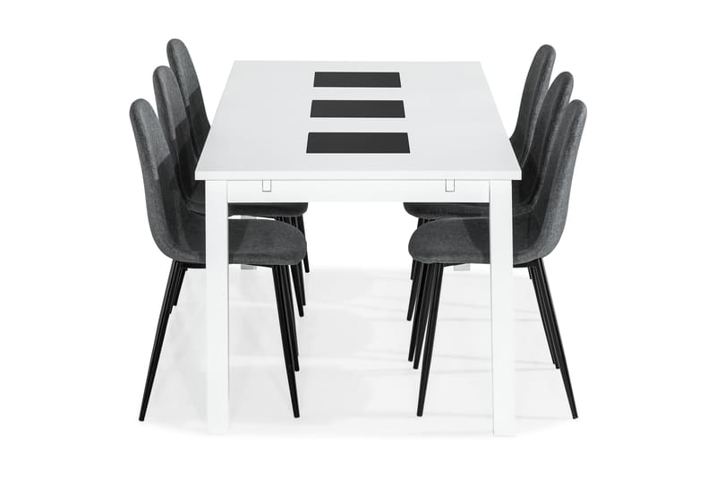 Matgrupp Octavia Förlängningsbar 180 cm med 6 Naira Stol - Svart|Grå - Möbler - Bord & matgrupp - Matgrupp
