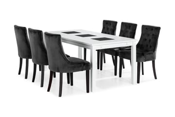 Matgrupp Octavia Förlängningsbar 180 cm med 6 Ophelia Stol - Vit|Grå - Möbler - Bord & matgrupp - Matgrupp