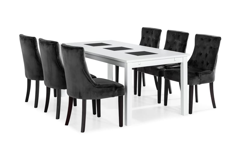 Matgrupp Octavia Förlängningsbar 180 cm med 6 Ophelia Stol - Vit|Grå - Möbler - Bord & matgrupp - Matgrupp