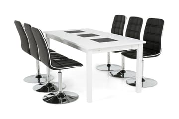 Matgrupp Octavia Förlängningsbar 180 cm med 6 Shaw Stol - Vit|Svart - Möbler - Bord & matgrupp - Matgrupp
