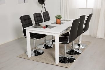 Matgrupp Octavia Förlängningsbar 180 cm med 6 Shaw Stol - Vit|Svart - Möbler - Bord & matgrupp - Matgrupp
