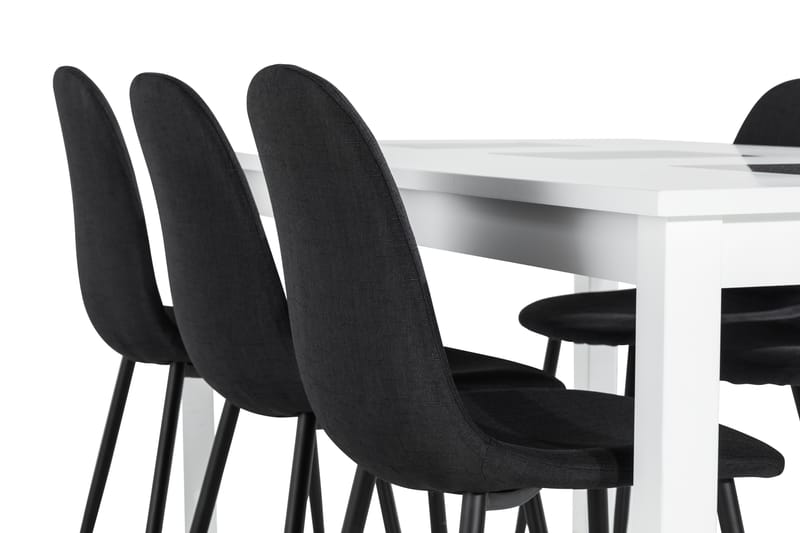 Matgrupp Octavia Förlängningsbar med 6 Naira Stol - Vit|Svart - Möbler - Bord & matgrupp - Matgrupp