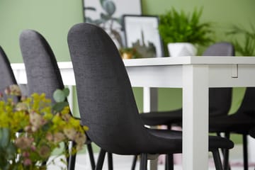 Matgrupp Octavia Förlängningsbar med 6 Naira Stol - Vit|Svart - Möbler - Bord & matgrupp - Matgrupp