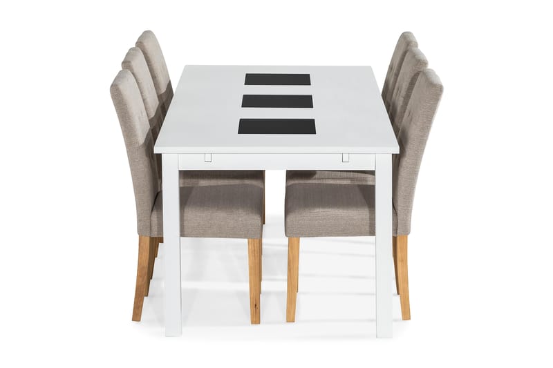 Matgrupp Octavia Vit - Med 6 Leo Stol Beige|Ekben - Möbler - Bord & matgrupp - Matgrupp