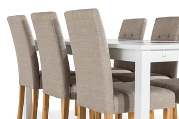 Matgrupp Octavia Vit - Med 6 Leo Stol Beige|Ekben - Möbler - Bord & matgrupp - Matgrupp