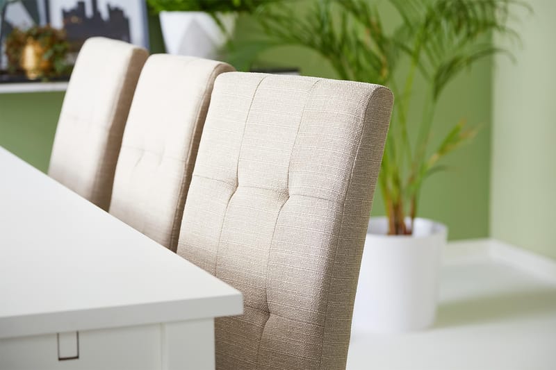 Matgrupp Octavia Vit - Med 6 Leo Stol Beige|Ekben - Möbler - Bord & matgrupp - Matgrupp