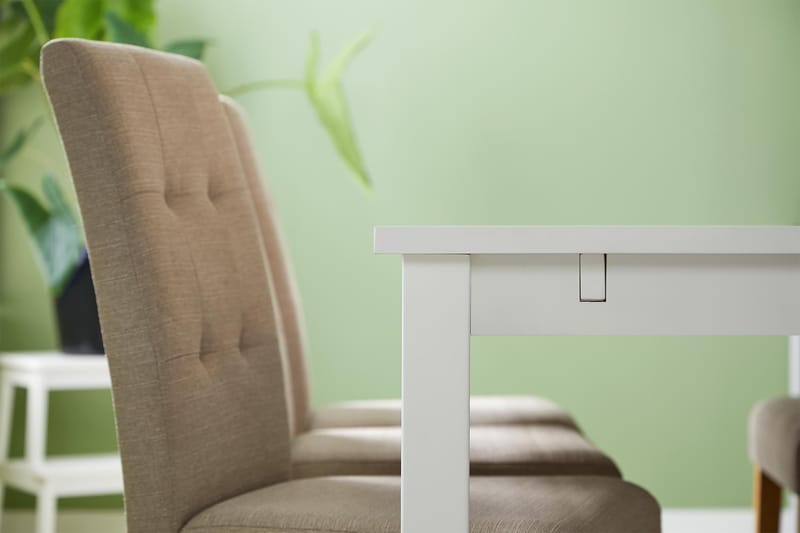 Matgrupp Octavia Vit - Med 6 Leo Stol Beige|Ekben - Möbler - Bord & matgrupp - Matgrupp