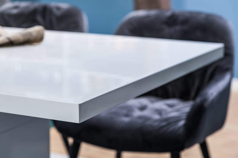 Matgrupp Ratliff 180 cm  6 st Giovanni Stol Sammet - Grå|Vit|Svart - Möbler - Bord & matgrupp - Matgrupp