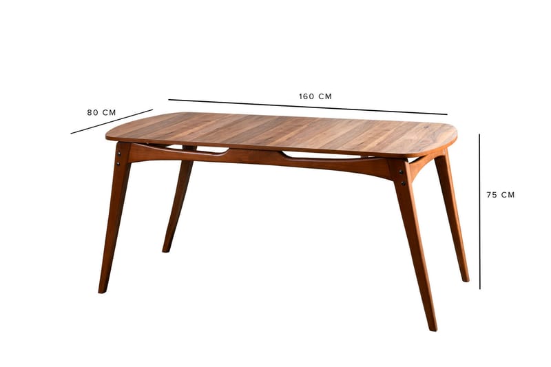 Matgrupp Rodrigue 160 cm med 4 matstolar - Valnöt/Cream - Möbler - Bord & matgrupp - Matgrupp