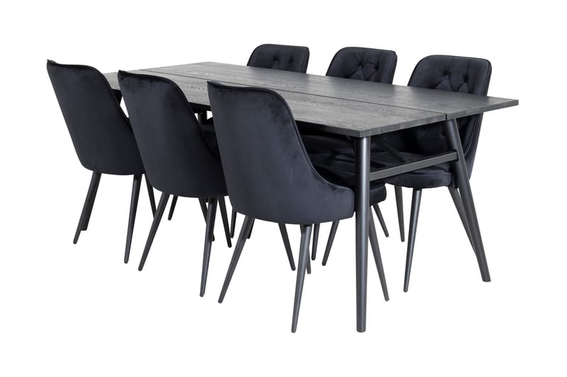 Matgrupp Sediza 195 cm inkl 6 Chantor Lyx Sammetsstolar, Svart
