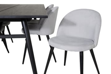 Matgrupp Sediza 195 cm inkl 6 Luisa Manchesterstolar - Svart/Grå - Möbler - Bord & matgrupp - Matgrupp