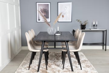 Matgrupp Sediza 195 cm inkl 6 Tommy Stolar - Svart/Beige - Möbler - Bord & matgrupp - Matgrupp