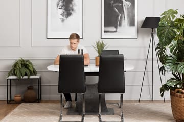 Matgrupp Seseli 140 cm med 4 Abuzzo Stol - Vit|Betong|Svart - Möbler - Bord & matgrupp - Matgrupp
