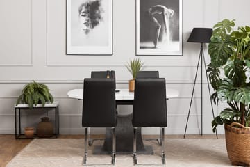Matgrupp Seseli 140 cm med 4 Abuzzo Stol - Vit|Betong|Svart - Möbler - Bord & matgrupp - Matgrupp