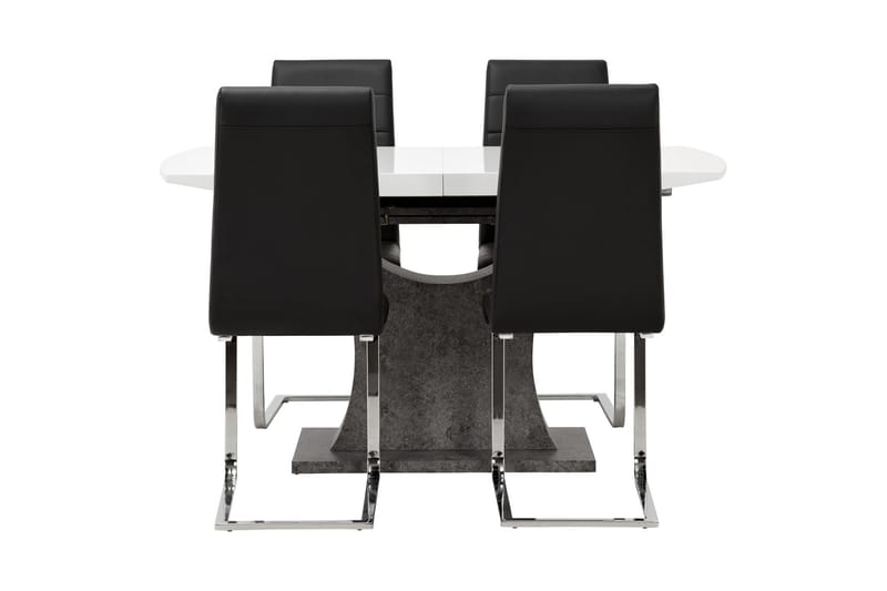 Matgrupp Seseli 140 cm med 4 Abuzzo Stol - Vit|Betong|Svart - Möbler - Bord & matgrupp - Matgrupp
