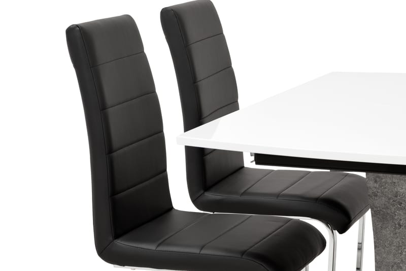 Matgrupp Seseli 140 cm med 4 Abuzzo Stol - Vit|Betong|Svart - Möbler - Bord & matgrupp - Matgrupp
