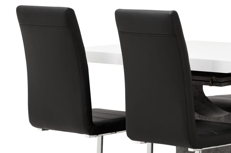 Matgrupp Seseli 140 cm med 4 Abuzzo Stol - Vit|Betong|Svart - Möbler - Bord & matgrupp - Matgrupp
