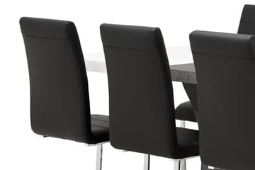 Matgrupp Seseli 140 cm med 6 Abuzzo Stol - Vit|Betong|Svart - Möbler - Bord & matgrupp - Matgrupp