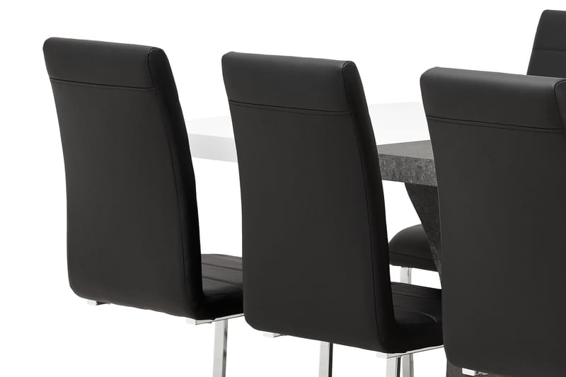 Matgrupp Seseli 140 cm med 6 Abuzzo Stol - Vit|Betong|Svart - Möbler - Bord & matgrupp - Matgrupp