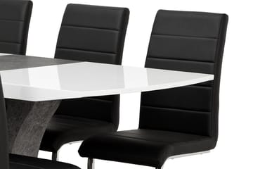 Matgrupp Seseli 140 cm med 6 Abuzzo Stol - Vit|Betong|Svart - Möbler - Bord & matgrupp - Matgrupp