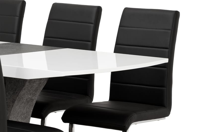 Matgrupp Seseli 140 cm med 6 Abuzzo Stol - Vit|Betong|Svart - Möbler - Bord & matgrupp - Matgrupp