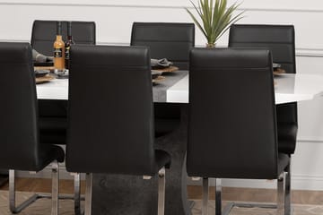 Matgrupp Seseli 140 cm med 6 Abuzzo Stol - Vit|Betong|Svart - Möbler - Bord & matgrupp - Matgrupp