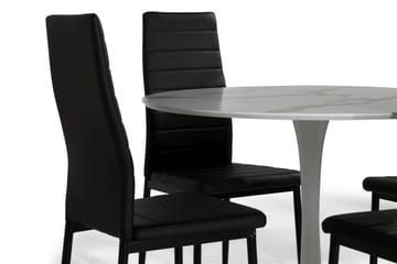 Matgrupp Severo 100 cm Rund med 4 Fred Stol - Vit|Svart|Metall - Möbler - Bord & matgrupp - Matgrupp