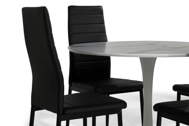 Matgrupp Severo 100 cm Rund med 4 Fred Stol - Vit|Svart|Metall - Möbler - Bord & matgrupp - Matgrupp
