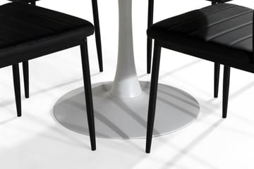 Matgrupp Severo 100 cm Rund med 4 Fred Stol - Vit|Svart|Metall - Möbler - Bord & matgrupp - Matgrupp